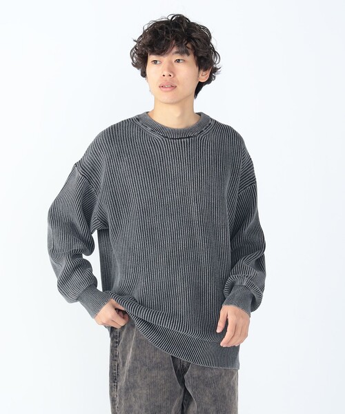 【美品】 RHC “ フェード加工 ” 畔編み コットン クルーネック ニットM 美品】 RHC “ フェード加工 ” 畔編み コットン クルーネック ニットM