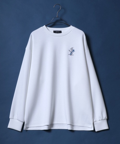 ANPAS(アンパス)の「ANPAS Flower Embroidery Oversized Shirt /別注 花柄 ワンポイント刺繍 オーバーサイズ ポンチ長袖Tシャツ ロンT スウェット トップス トレーナー メンズ レディース(Tシャツ/カットソー・メンズ・ブラック/グレー系その他/グレー/ブラック系その他/ホワイト/ホワイト系その他/ホワイト系その他2/ブラック系その他2/グレー系その他2・M/L)」の10枚目の写真