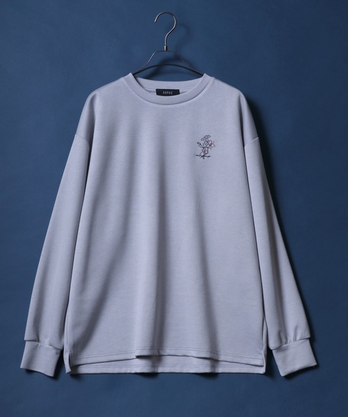 ANPAS(アンパス)の「ANPAS Flower Embroidery Oversized Shirt /別注 花柄 ワンポイント刺繍 オーバーサイズ ポンチ長袖Tシャツ ロンT スウェット トップス トレーナー メンズ レディース(Tシャツ/カットソー・メンズ・ブラック/グレー系その他/グレー/ブラック系その他/ホワイト/ホワイト系その他/ホワイト系その他2/ブラック系その他2/グレー系その他2・M/L)」の12枚目の写真