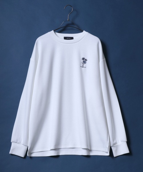 ANPAS(アンパス)の「ANPAS Flower Embroidery Oversized Shirt /別注 花柄 ワンポイント刺繍 オーバーサイズ ポンチ長袖Tシャツ ロンT スウェット トップス トレーナー メンズ レディース(Tシャツ/カットソー・メンズ・ブラック/グレー系その他/グレー/ブラック系その他/ホワイト/ホワイト系その他/ホワイト系その他2/ブラック系その他2/グレー系その他2・M/L)」の14枚目の写真