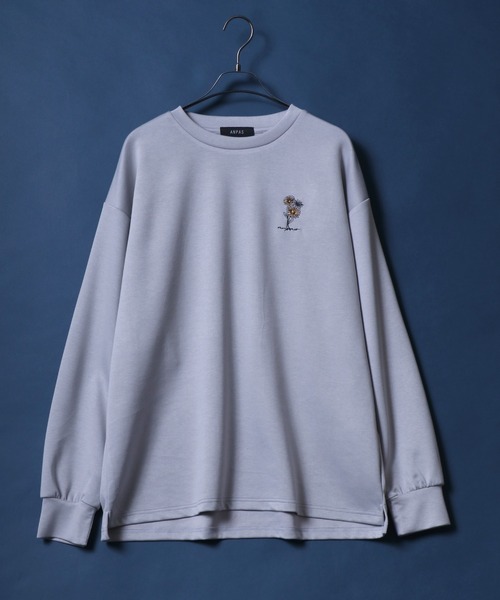 ANPAS(アンパス)の「ANPAS Flower Embroidery Oversized Shirt /別注 花柄 ワンポイント刺繍 オーバーサイズ ポンチ長袖Tシャツ ロンT スウェット トップス トレーナー メンズ レディース(Tシャツ/カットソー・メンズ・ブラック/グレー系その他/グレー/ブラック系その他/ホワイト/ホワイト系その他/ホワイト系その他2/ブラック系その他2/グレー系その他2・M/L)」の16枚目の写真