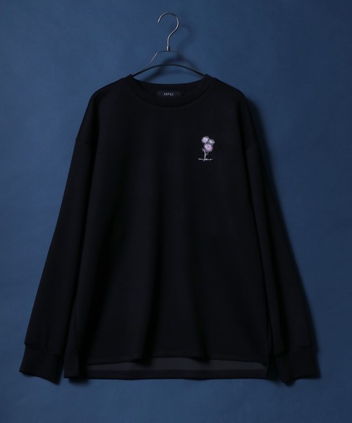 ANPAS(アンパス)の「ANPAS Flower Embroidery Oversized Shirt /別注 花柄 ワンポイント刺繍 オーバーサイズ ポンチ長袖Tシャツ ロンT スウェット トップス トレーナー メンズ レディース(Tシャツ/カットソー・メンズ・ブラック/グレー系その他/グレー/ブラック系その他/ホワイト/ホワイト系その他/ホワイト系その他2/ブラック系その他2/グレー系その他2・M/L)」の15枚目の写真
