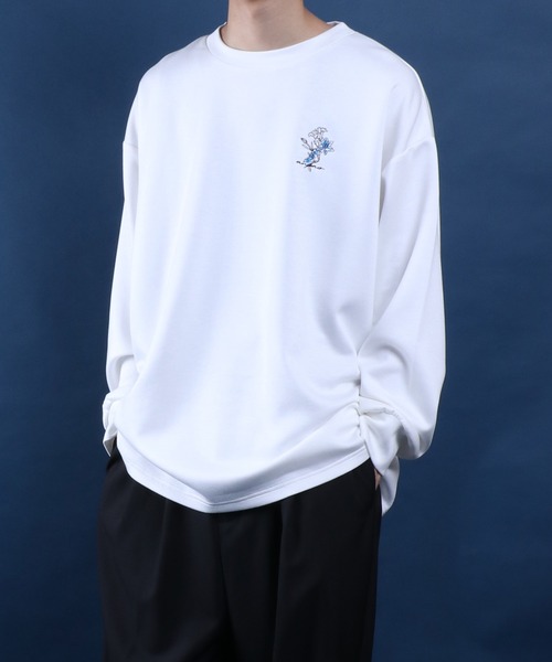 ANPAS(アンパス)の「ANPAS Flower Embroidery Oversized Shirt /別注 花柄 ワンポイント刺繍 オーバーサイズ ポンチ長袖Tシャツ ロンT スウェット トップス トレーナー メンズ レディース(Tシャツ/カットソー・メンズ・ブラック/グレー系その他/グレー/ブラック系その他/ホワイト/ホワイト系その他/ホワイト系その他2/ブラック系その他2/グレー系その他2・M/L)」の22枚目の写真