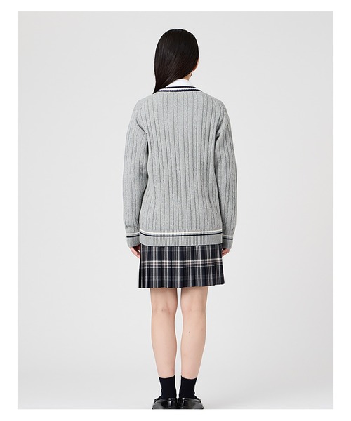 EASTBOY(イーストボーイ)の「カーディガン ケーブル ライン入り 綿 7G 制服 学生服 高校生 スクール(カーディガン/ボレロ・キッズ・ライトグレー/オフホワイト/ネイビー・11号/9号/13号)」の16枚目の写真