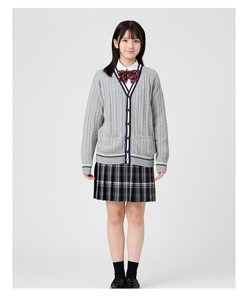 EASTBOY(イーストボーイ)の「カーディガン ケーブル ライン入り 綿 7G 制服 学生服 高校生 スクール(カーディガン/ボレロ・キッズ・ライトグレー/オフホワイト/ネイビー・11号/9号/13号)」の19枚目の写真