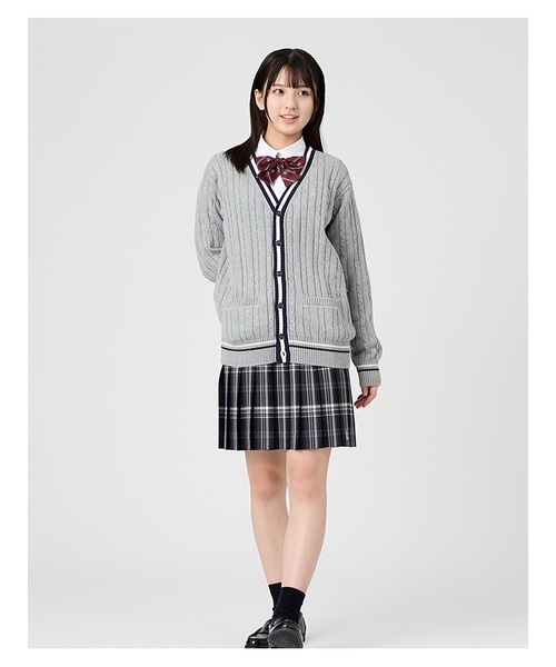 EASTBOY(イーストボーイ)の「カーディガン ケーブル ライン入り 綿 7G 制服 学生服 高校生 スクール(カーディガン/ボレロ・キッズ・ライトグレー/オフホワイト/ネイビー・11号/9号/13号)」の18枚目の写真