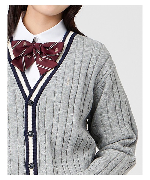 EASTBOY(イーストボーイ)の「カーディガン ケーブル ライン入り 綿 7G 制服 学生服 高校生 スクール(カーディガン/ボレロ・キッズ・ライトグレー/オフホワイト/ネイビー・11号/9号/13号)」の21枚目の写真