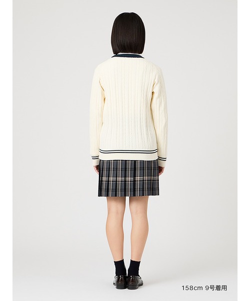 EASTBOY(イーストボーイ)の「カーディガン ケーブル ライン入り 綿 7G 制服 学生服 高校生 スクール(カーディガン/ボレロ・キッズ・ライトグレー/オフホワイト/ネイビー・11号/9号/13号)」の11枚目の写真