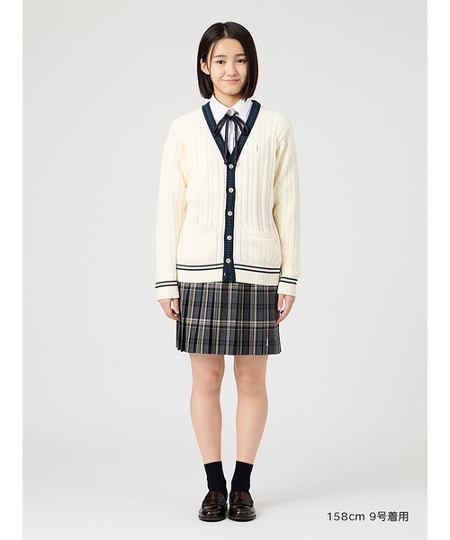EASTBOY(イーストボーイ)の「カーディガン ケーブル ライン入り 綿 7G 制服 学生服 高校生 スクール(カーディガン/ボレロ・キッズ・ライトグレー/オフホワイト/ネイビー・11号/9号/13号)」の13枚目の写真
