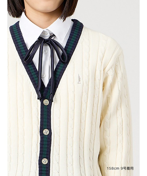 EASTBOY(イーストボーイ)の「カーディガン ケーブル ライン入り 綿 7G 制服 学生服 高校生 スクール(カーディガン/ボレロ・キッズ・ライトグレー/オフホワイト/ネイビー・11号/9号/13号)」の15枚目の写真