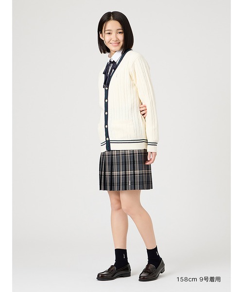 EASTBOY(イーストボーイ)の「カーディガン ケーブル ライン入り 綿 7G 制服 学生服 高校生 スクール(カーディガン/ボレロ・キッズ・ライトグレー/オフホワイト/ネイビー・11号/9号/13号)」の12枚目の写真