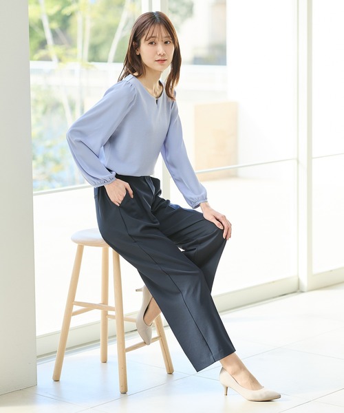 Honeys(ハニーズ)の「【ストレッチ・ウォッシャブル・イージーケア】美ージーストレート(股下62cm)(スラックス・レディース・ダークベージュ/ネイビー/ライトグリーン/ライトグレー/ブラック・S/M/LL/L/3L)」の13枚目の写真