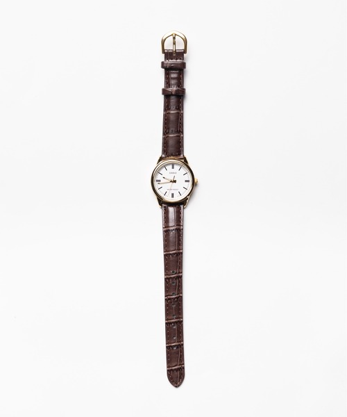 60】【ITN】【CASIO（カシオ）】アナログ ラウンド ゴールド レザー