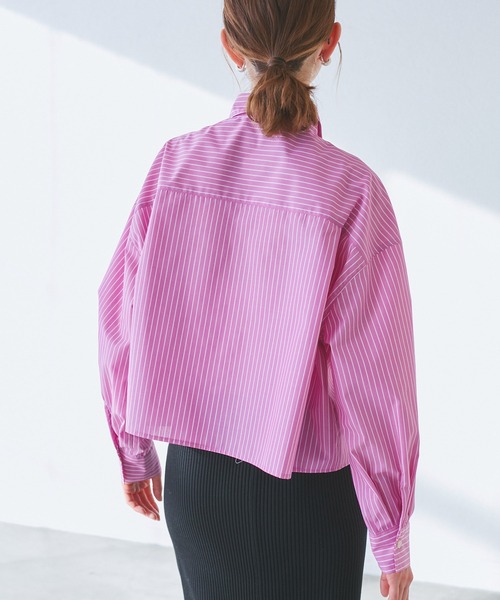 ROPE' PICNIC(ロペピクニック)の「【花粉ガード・防シワ】クロップドシャツ(シャツ/ブラウス・レディース・ブルー/ピンク系その他/オフホワイト/ピンク・38)」の21枚目の写真