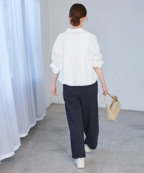 ROPE' PICNIC(ロペピクニック)の「【花粉ガード・防シワ】クロップドシャツ(シャツ/ブラウス・レディース・ブルー/ピンク系その他/オフホワイト/ピンク・38)」の7枚目の写真