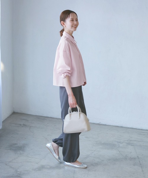 ROPE' PICNIC(ロペピクニック)の「【花粉ガード・防シワ】クロップドシャツ(シャツ/ブラウス・レディース・ブルー/ピンク系その他/オフホワイト/ピンク・38)」の14枚目の写真