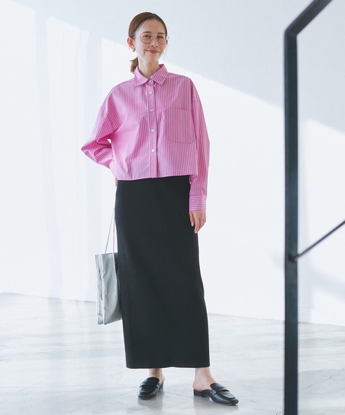 ROPE' PICNIC(ロペピクニック)の「【花粉ガード・防シワ】クロップドシャツ(シャツ/ブラウス・レディース・ブルー/ピンク系その他/オフホワイト/ピンク・38)」の18枚目の写真