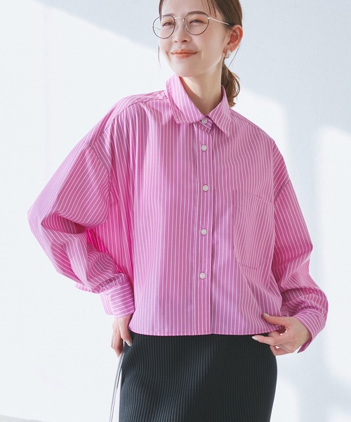 セール】【花粉ガード・防シワ】クロップドシャツ（シャツ/ブラウス