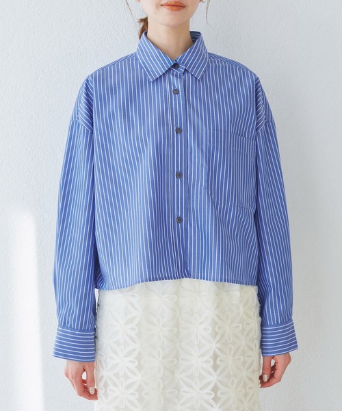 ROPE' PICNIC(ロペピクニック)の「【花粉ガード・防シワ】クロップドシャツ(シャツ/ブラウス・レディース・ブルー/ピンク系その他/オフホワイト/ピンク・38)」の22枚目の写真