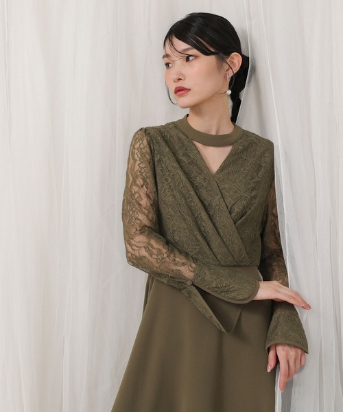 Kana（カナ）の「フラワー レース トライアングルデザイン ワンピース ドレス 結婚式 お呼ばれ オケージョン（ドレス・レディース・ブルー系その他/ブラウン/カーキ・M）」の9枚目の写真