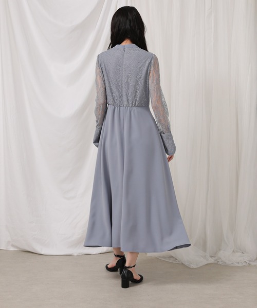 Kana（カナ）の「フラワー レース トライアングルデザイン ワンピース ドレス 結婚式 お呼ばれ オケージョン（ドレス・レディース・ブルー系その他/ブラウン/カーキ・M）」の21枚目の写真