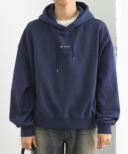SENSE OF PLACE by URBAN RESEARCH(センスオブプレイスバイアーバンリサーチ)の「Gem Stone Cropped Hoodie(パーカー・メンズ・ネイビー/ブラック/ミント・MEDIUM/LARGE)」の3枚目の写真