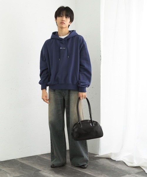 SENSE OF PLACE by URBAN RESEARCH(センスオブプレイスバイアーバンリサーチ)の「Gem Stone Cropped Hoodie(パーカー・メンズ・ネイビー/ブラック/ミント・MEDIUM/LARGE)」の14枚目の写真