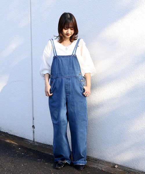 Dickies(ディッキーズ)の「Dickies(ディッキーズ)【レディース】デニムサロペット(サロペット/オーバーオール・レディース・ホワイト/ダークインディゴブルー・M/L)」の20枚目の写真