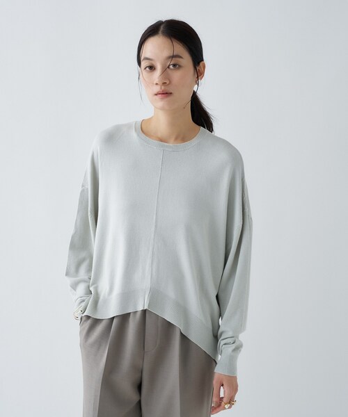 cloenc（クロエンス）の「イレヘムニットプルオーバー（ニット/セーター・レディース・グリーン系/ホワイト/ダークグレー・02）」の3枚目の写真