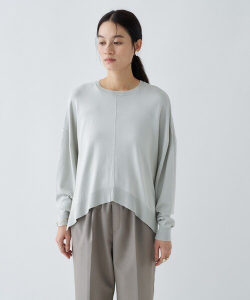 cloenc（クロエンス）の「イレヘムニットプルオーバー（ニット/セーター・レディース・グリーン系/ホワイト/ダークグレー・02）」の8枚目の写真