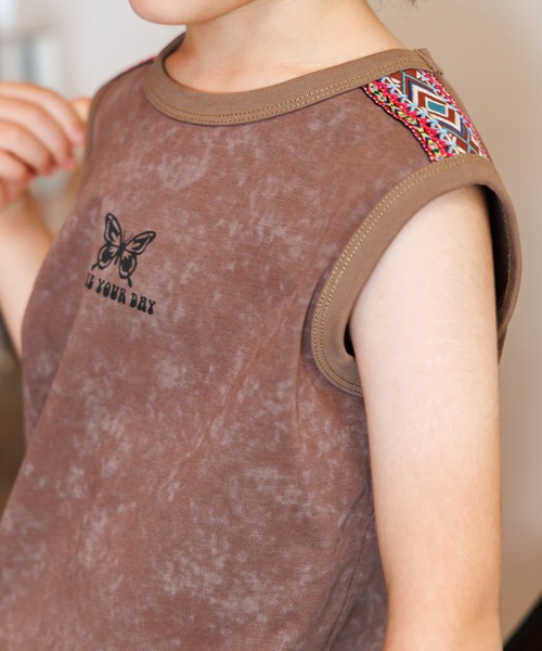 MAKE YOUR DAY（メイクユアデイ）の「チロリアンスリーブレスTシャツ■80～140cm（Tシャツ/カットソー・キッズ・グレー/ブラウン・90/100/110/120/130/140/80）」の2枚目の写真