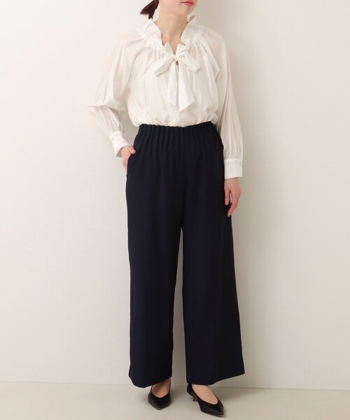 MICO COULIER（ミコクリエ）の「《オケージョン対応》シルキーローンリボンブラウス（シャツ/ブラウス・レディース・ラベンダー/オフホワイト/チャコールグレー・38）」の7枚目の写真