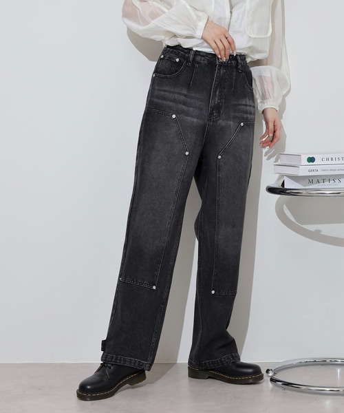 RE730(アールイーセブンサーティー)の「Double knee wide denim / ダブルニーワイドデニム unisex(デニムパンツ・メンズ・ブラック/ライトブルー/ブルー・XL/L/M)」の20枚目の写真