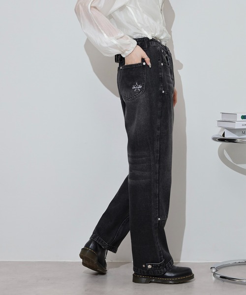 RE730(アールイーセブンサーティー)の「Double knee wide denim / ダブルニーワイドデニム unisex(デニムパンツ・メンズ・ブラック/ライトブルー/ブルー・XL/L/M)」の21枚目の写真