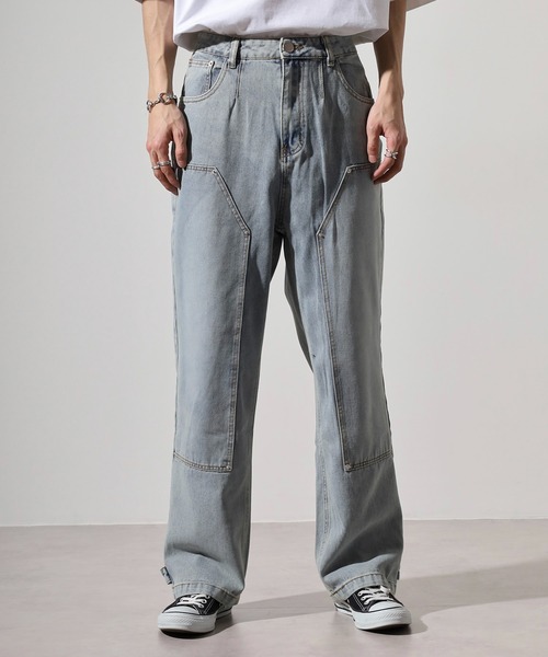 RE730(アールイーセブンサーティー)の「Double knee wide denim / ダブルニーワイドデニム unisex(デニムパンツ・メンズ・ブラック/ライトブルー/ブルー・XL/L/M)」の10枚目の写真