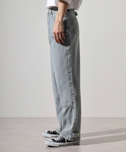 RE730(アールイーセブンサーティー)の「Double knee wide denim / ダブルニーワイドデニム unisex(デニムパンツ・メンズ・ブラック/ライトブルー/ブルー・XL/L/M)」の11枚目の写真