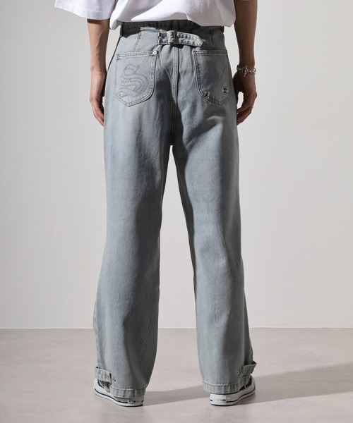 RE730(アールイーセブンサーティー)の「Double knee wide denim / ダブルニーワイドデニム unisex(デニムパンツ・メンズ・ブラック/ライトブルー/ブルー・XL/L/M)」の12枚目の写真