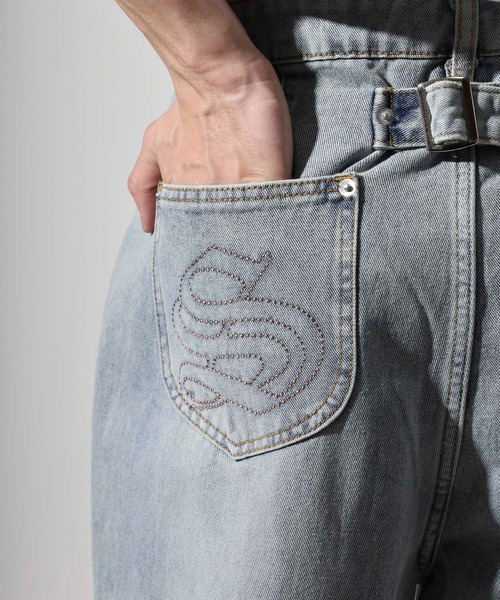 RE730(アールイーセブンサーティー)の「Double knee wide denim / ダブルニーワイドデニム unisex(デニムパンツ・メンズ・ブラック/ライトブルー/ブルー・XL/L/M)」の18枚目の写真