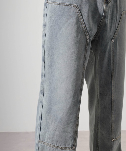 RE730(アールイーセブンサーティー)の「Double knee wide denim / ダブルニーワイドデニム unisex(デニムパンツ・メンズ・ブラック/ライトブルー/ブルー・XL/L/M)」の15枚目の写真