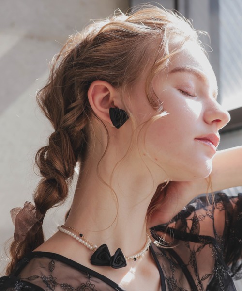 Dorry Doll（ドリードール）の「ロージーピアス（ピアス（両耳用）・レディース・ピンク/ブラック・FREE）」の4枚目の写真