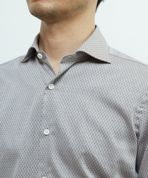 MEN'S MELROSE（メンズメルローズ）の「HITOYOSHIダブルネーム ｜ ヴィンテージパターンワイドカラーシャツ（シャツ/ブラウス・メンズ・ブルー/ライトベージュ・4/3/2/5）」の7枚目の写真