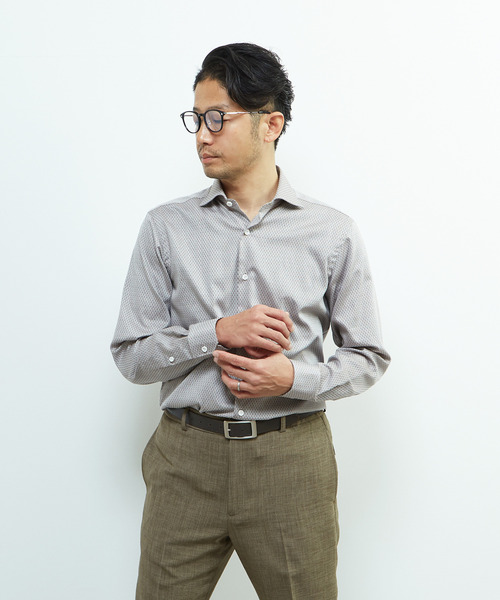 MEN'S MELROSE（メンズメルローズ）の「HITOYOSHIダブルネーム ｜ ヴィンテージパターンワイドカラーシャツ（シャツ/ブラウス・メンズ・ブルー/ライトベージュ・4/3/2/5）」の15枚目の写真