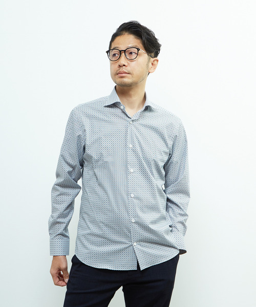 MEN'S MELROSE（メンズメルローズ）の「HITOYOSHIダブルネーム ｜ ヴィンテージパターンワイドカラーシャツ（シャツ/ブラウス・メンズ・ブルー/ライトベージュ・4/3/2/5）」の19枚目の写真