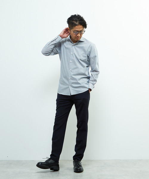 MEN'S MELROSE（メンズメルローズ）の「HITOYOSHIダブルネーム ｜ ヴィンテージパターンワイドカラーシャツ（シャツ/ブラウス・メンズ・ブルー/ライトベージュ・4/3/2/5）」の21枚目の写真