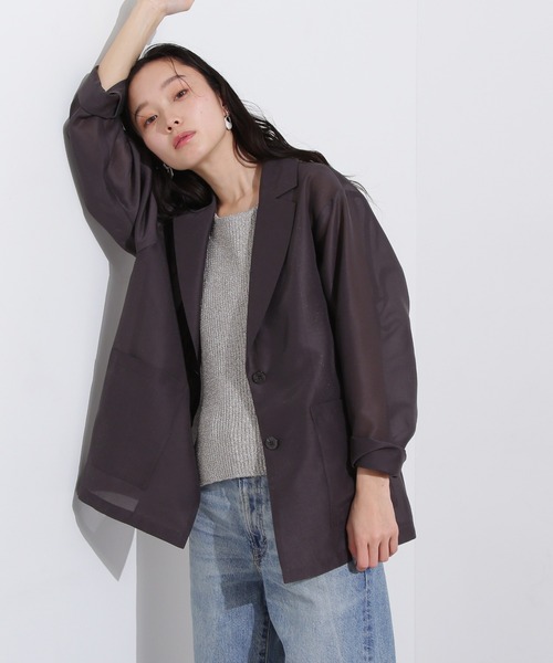 N.（N. Natural Beauty Basic）（エヌエヌナチュラルビューティーベーシック）の「シアーテーラードジャケット（テーラードジャケット・レディース・ベージュ/チャコールグレー/セージグリーン・MEDIUM）」の2枚目の写真