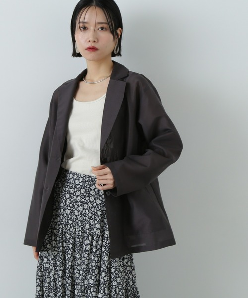 N.（N. Natural Beauty Basic）（エヌエヌナチュラルビューティーベーシック）の「シアーテーラードジャケット（テーラードジャケット・レディース・ベージュ/チャコールグレー/セージグリーン・MEDIUM）」の5枚目の写真