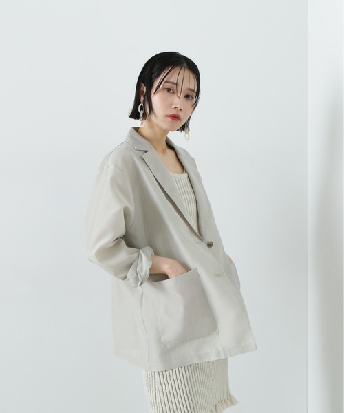 N.（N. Natural Beauty Basic）（エヌエヌナチュラルビューティーベーシック）の「シアーテーラードジャケット（テーラードジャケット・レディース・ベージュ/チャコールグレー/セージグリーン・MEDIUM）」の13枚目の写真