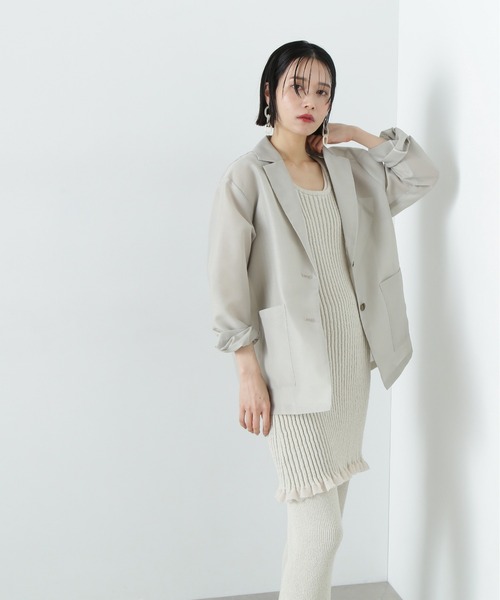 N.（N. Natural Beauty Basic）（エヌエヌナチュラルビューティーベーシック）の「シアーテーラードジャケット（テーラードジャケット・レディース・ベージュ/チャコールグレー/セージグリーン・MEDIUM）」の14枚目の写真