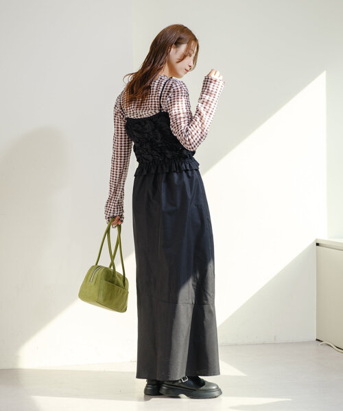 Kastane(カスタネ)の「【初夏まで着れる/リバーシブル】シアーチェックプルオーバー(Tシャツ/カットソー・レディース・サックスブルー/ブラック/ベージュ・FREE)」の22枚目の写真
