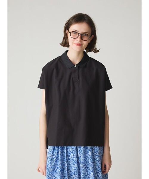【新品タグ】MidiUmi ミディウミ ポロシャツ Tシャツ カットソー黒 MidiUmi（ミディウミ）の「MidiUmi ハーフスリーブポロシャツ（T